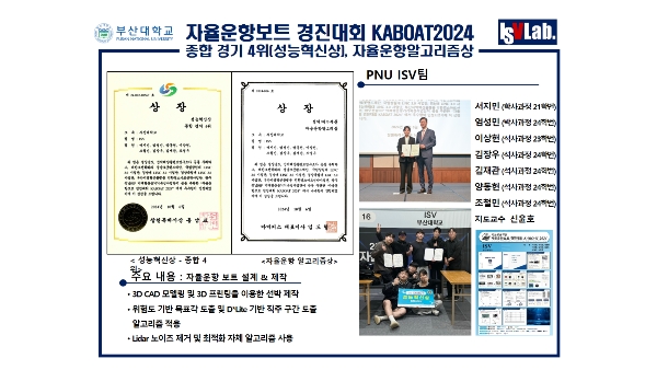 자율운항보트 경진대회 KABOAT2024 종합 경기 4위(성능혁신상), 자율운항알고리즘상 대표이미지