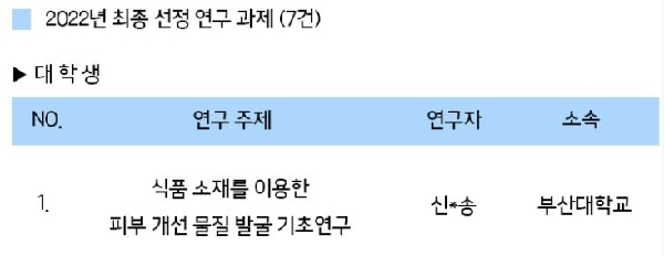 제5회 삼양 이건(以建) 학술연구 지원 공모에 4학년 신미송학생 선발 대표이미지